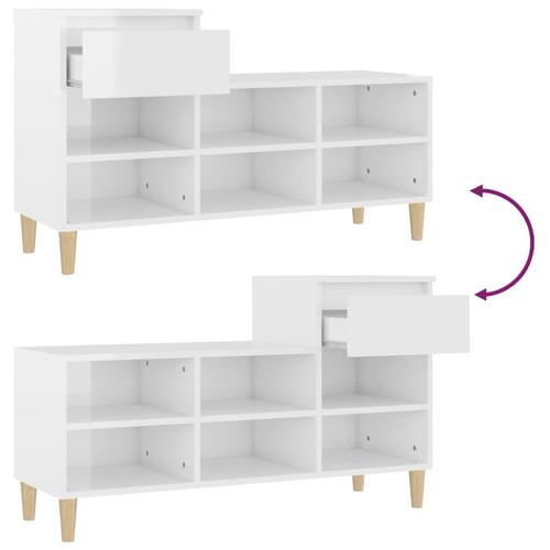 Skoreol 102x36x60 cm konstrueret træ hvid højglans
