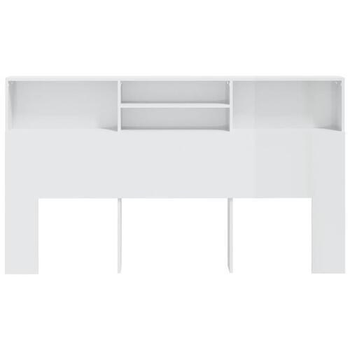 Sengegavl med opbevaring 180x19x103,5 cm hvid højglans