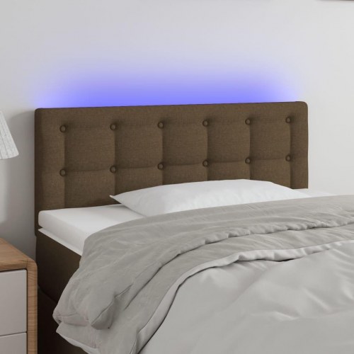 Sengegavl med LED-lys 100 x 5 x 78/88 cm - mørkebrun