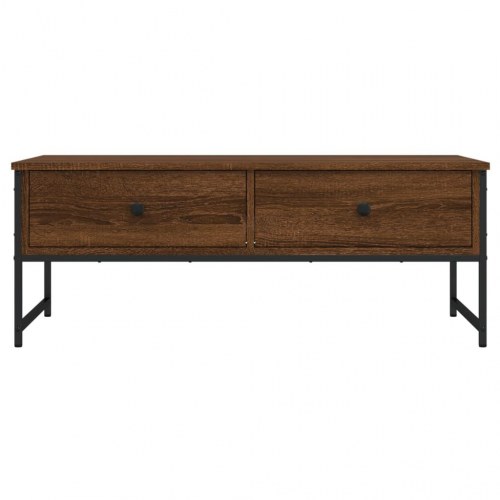Sofabord med 2 skuffer - konstrueret træ, brun egetræsfarve, 101×49×39,5 cm