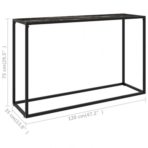 Konsolbord 120×35×75 cm i sort - hærdet glas og stål