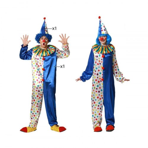Klovnekostume til voksne - Blå unisex, str. XL