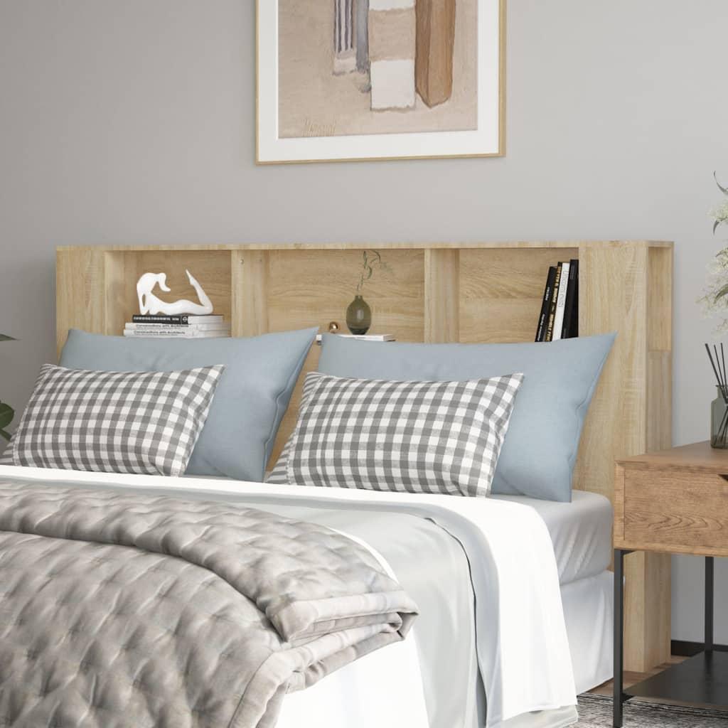 Sengegavl med opbevaring 180x18,5x104,5 cm sonoma-eg