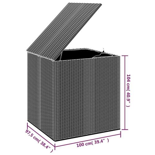 Hyndeboks 100x97,5x104 cm polyrattan brun