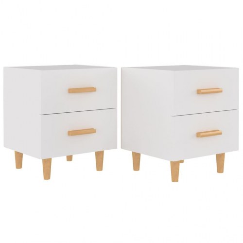 Sengeborde 2 stk. - hvid, 40 × 35 × 47,5 cm med 2 skuffer