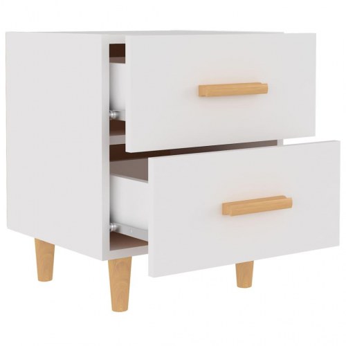 Sengeborde 2 stk. - hvid, 40 × 35 × 47,5 cm med 2 skuffer