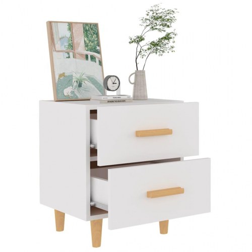 Sengeborde 2 stk. - hvid, 40 × 35 × 47,5 cm med 2 skuffer