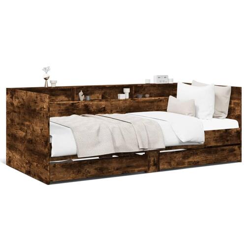 Daybed med skuffer uden madras 75x190 cm røget eg