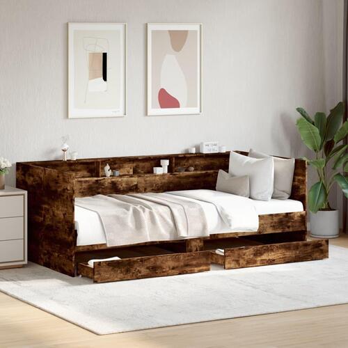 Daybed med skuffer uden madras 75x190 cm røget eg