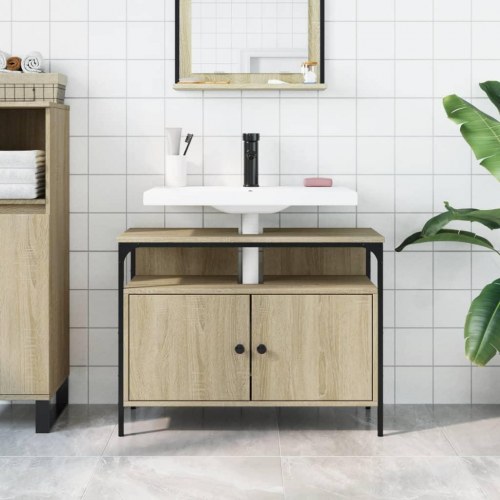 Underskab til håndvask 80 × 30 × 60 cm - konstrueret træ i sonoma-eg