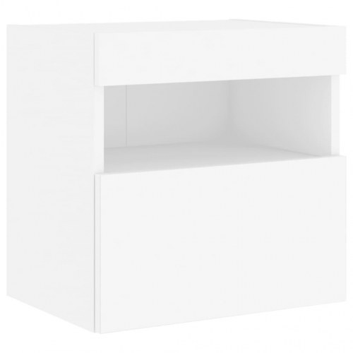 Væghængt tv-bord med LED-lys 40×30×40 cm - hvid