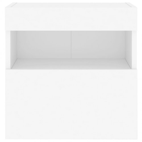 Væghængt tv-bord med LED-lys 40×30×40 cm - hvid