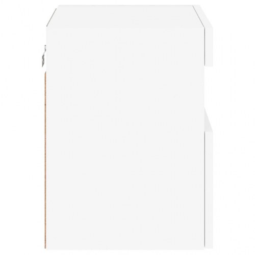 Væghængt tv-bord med LED-lys 40×30×40 cm - hvid