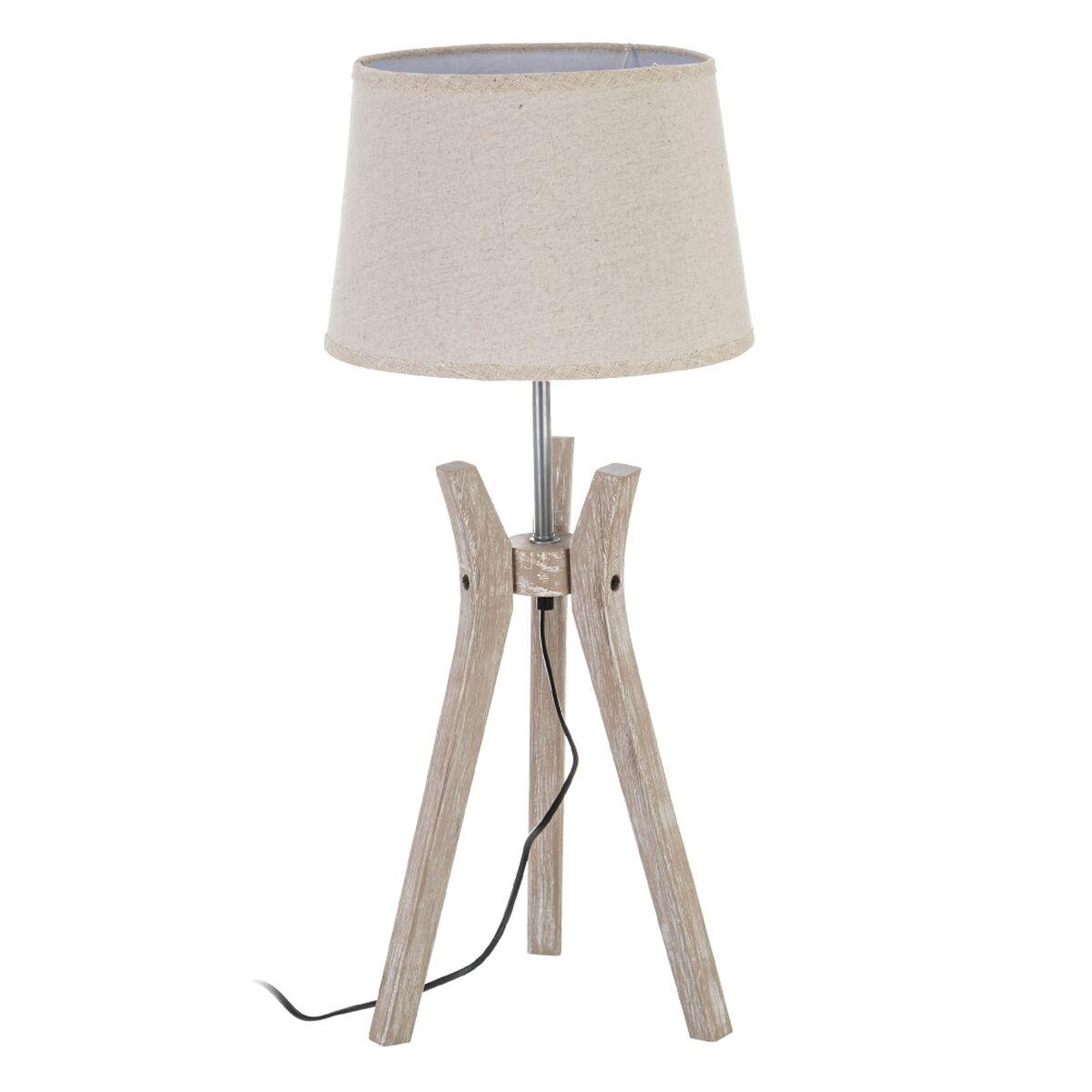 Bordlampe Hvid Hør Træ 60 W 220 V 240 V 220-240 V 30 x 30 x 69 cm