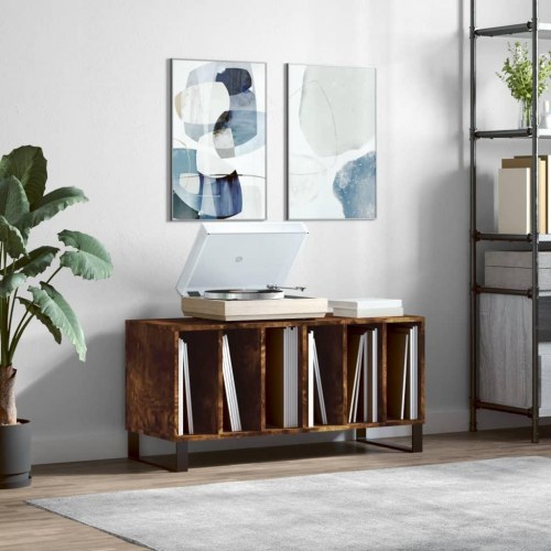 Vinylskab 100×38×48 cm i konstrueret træ - røget egetræsfarve