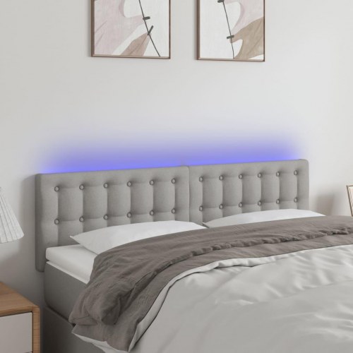Sengegavl med LED-lys 144 x 5 x 78/88 cm - lysegrå