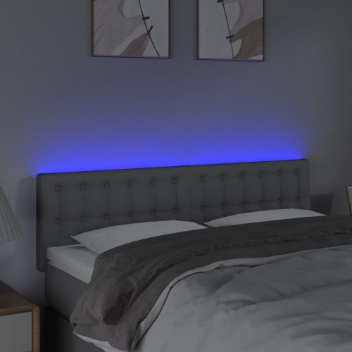 Sengegavl med LED-lys 144 x 5 x 78/88 cm - lysegrå