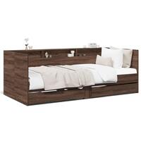 Daybed med skuffer 75x190 cm konstrueret træ brun egetræsfarve