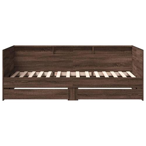Daybed med skuffer uden madras 75x190 cm brunt eg
