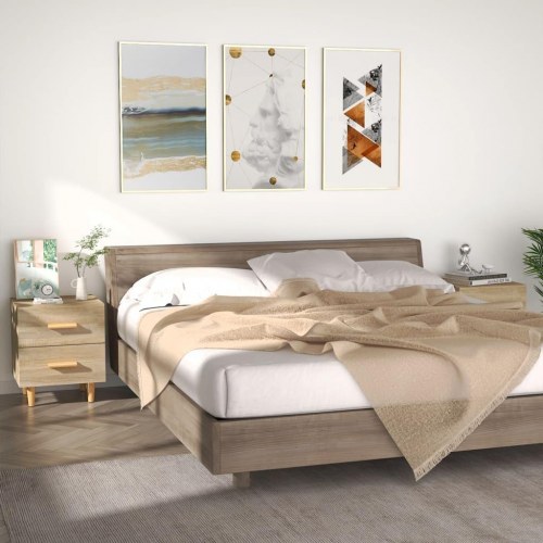 Sengeborde i sonoma-eg 40×35×47,5 cm - 2 stk. med skuffer