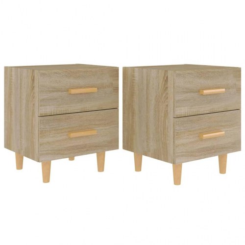 Sengeborde i sonoma-eg 40×35×47,5 cm - 2 stk. med skuffer