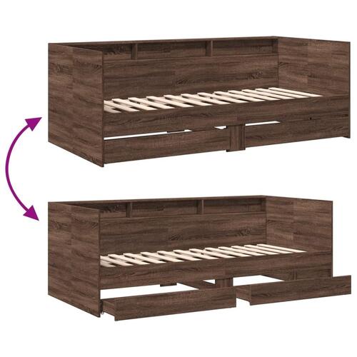 Daybed med skuffer uden madras 75x190 cm brunt eg