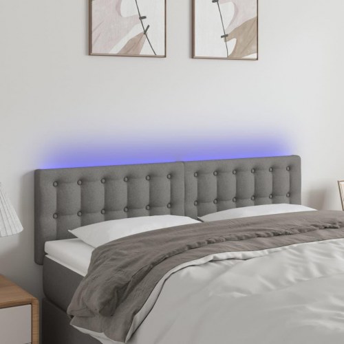Sengegavl med LED-lys 144 x 5 x 78/88 cm - mørkegrå