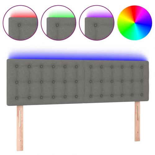 Sengegavl med LED-lys 144 x 5 x 78/88 cm - mørkegrå