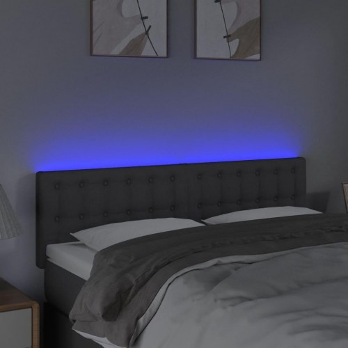 Sengegavl med LED-lys 144 x 5 x 78/88 cm - mørkegrå