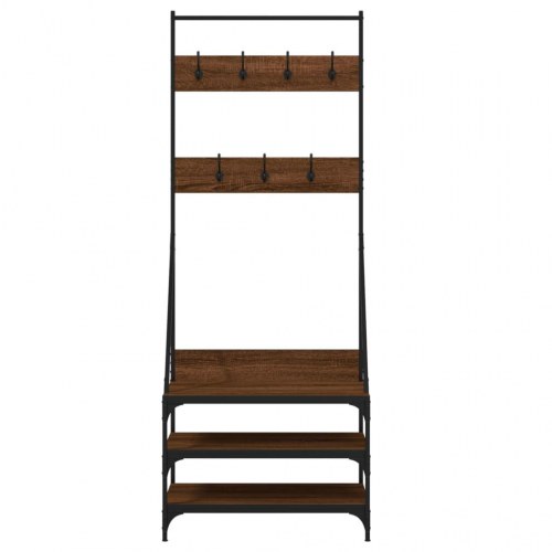 Tøjstativ med skoopbevaring - 70 × 40 × 184 cm, brun egetræsfarve