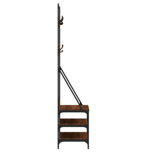 Tøjstativ med skoopbevaring - 70 × 40 × 184 cm, brun egetræsfarve