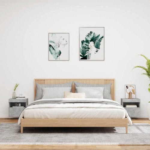 Væghængte tv-borde 2 stk. med LED-lys 40x30x40 cm betongrå