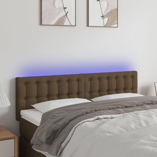 Sengegavl med LED-lys 144 x 5 x 78/88 cm - mørkebrun