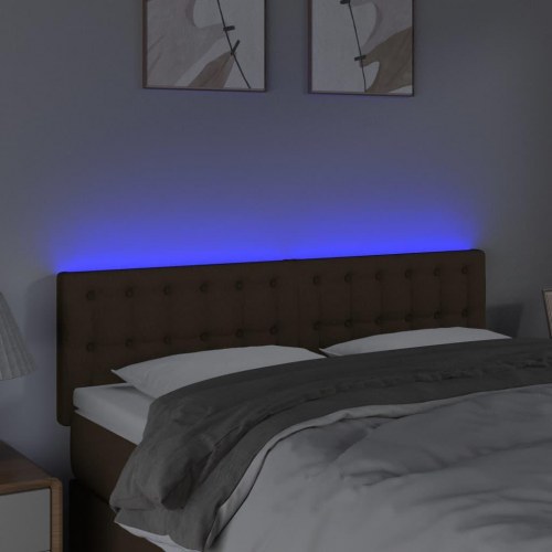 Sengegavl med LED-lys 144 x 5 x 78/88 cm - mørkebrun