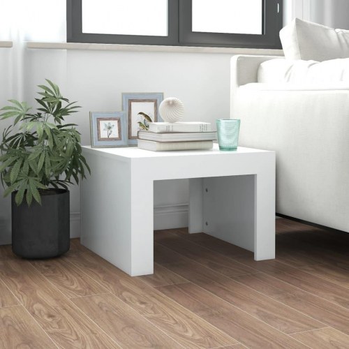 Sofabord 50 × 50 × 35 cm i hvidt konstrueret træ