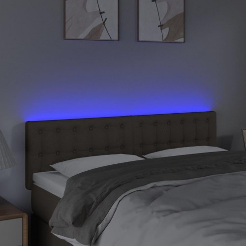 Sengegavl med LED-lys 144 x 5 x 78/88 cm - gråbrun