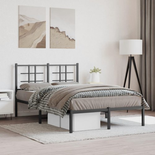 Sengeramme med sengegavl 120 x 200 cm - sort