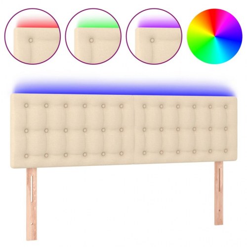 Sengegavl med LED-lys 144 x 5 x 78/88 cm - cremefarvet
