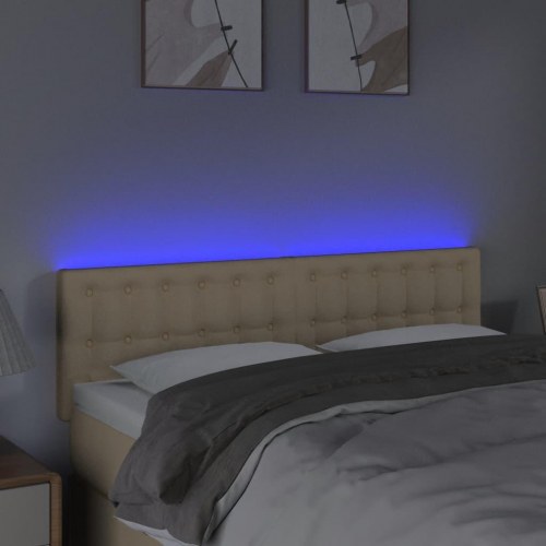 Sengegavl med LED-lys 144 x 5 x 78/88 cm - cremefarvet