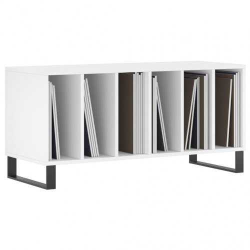 Vinylskab 100×38×48 cm i hvidt konstrueret træ - LP opbevaring med jernfødder