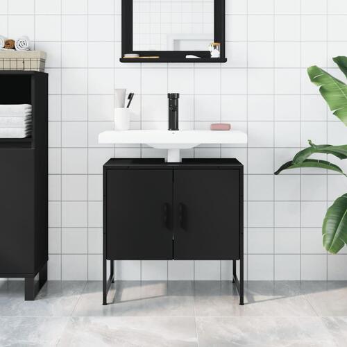 Underskab til håndvask 60x30x60 cm konstrueret træ sort