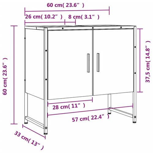 Underskab til håndvask 60x30x60 cm konstrueret træ sort