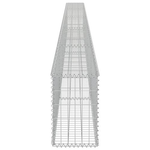 Gabionvæg med dæksler galvaniseret stål 600 x 30 x 50 cm