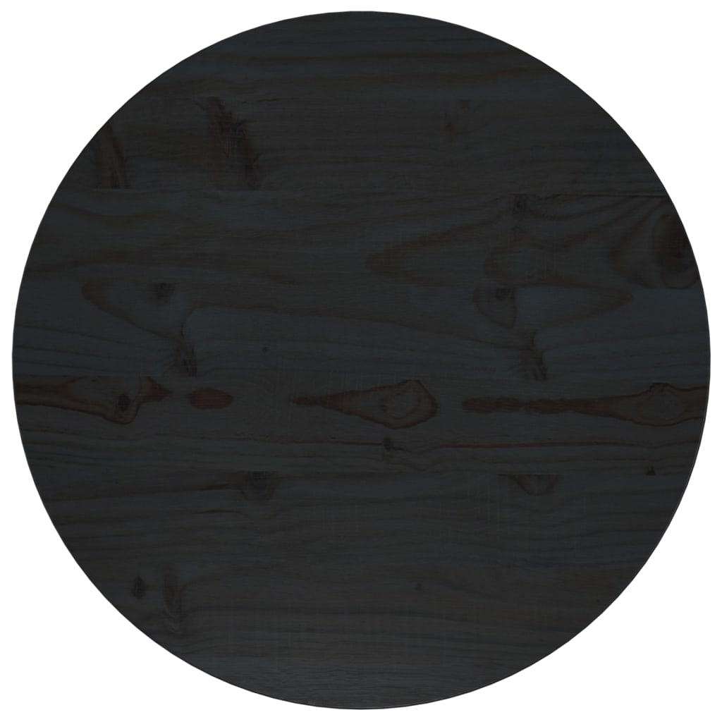 Bordplade sort Ø50x2,5 cm massivt fyrretræ