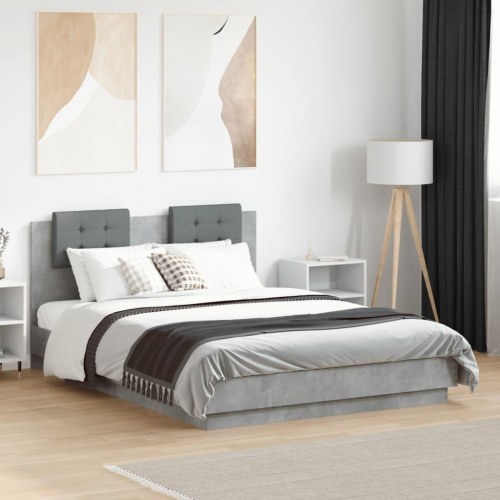 Sengeramme med sengegavl 120 x 190 cm - betongrå
