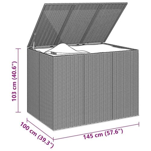 Hyndeboks 145x100x103 cm polyrattan grå
