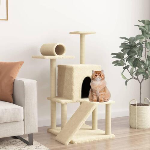 Kradsetræ med sisalkradsestolper 110,5 cm cremefarvet
