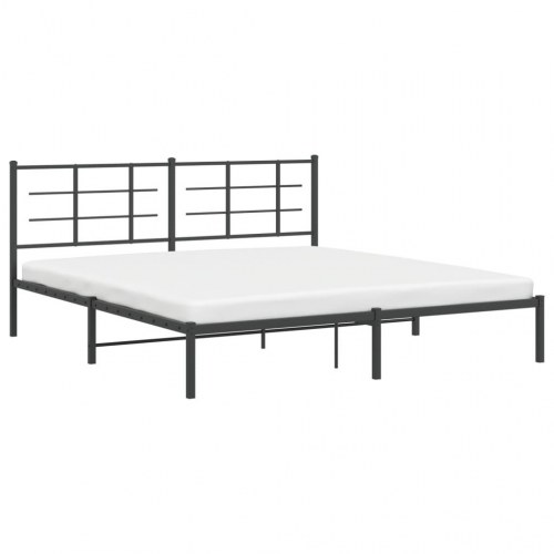 Sengeramme med sengegavl 180x200 cm metal sort