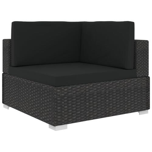 Loungesæt til haven 5 dele med hynder polyrattan sort