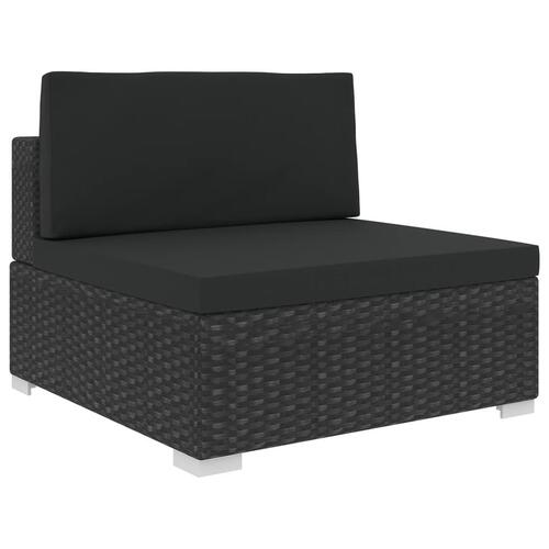 Loungesæt til haven 5 dele med hynder polyrattan sort